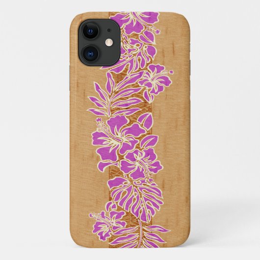 Kalaheo Hawaiian Violet Hibiskus Tapa Imitats Wood Case-Mate iPhone Hülle (Rückseite)