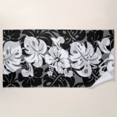Kalakaua Border Hawaiian Hibiskus - Schwarz Strandtuch (Vorderseite)
