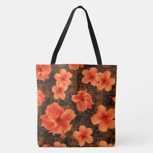 Kalalau Tapa Tropical Hawaiian Hibiskus Beach Bag Tasche (Vorderseite)