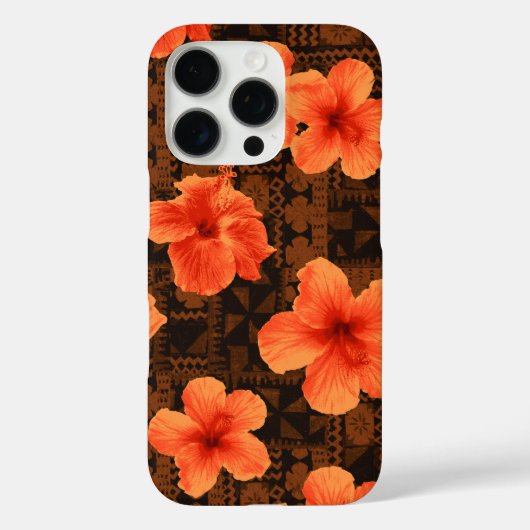 Kalalau Tapa Tropical Hawaiian Orange Hibiskus Case-Mate iPhone Hülle (Rückseite)