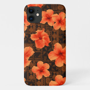Kalalau Tapa Tropical Hawaiian Orange Hibiskus Case-Mate iPhone Hülle