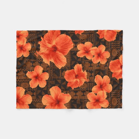 Kalalau Tapa-tropischer hawaiischer Hibiskus Fleecedecke (Vorderseite (Horizontal))