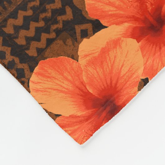 Kalalau Tapa-tropischer hawaiischer Hibiskus Fleecedecke (Ecke)