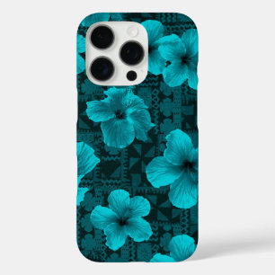 Kalalau Tapa Tropisches Hawaiian Teal Hibiskus  iPhone 16 Pro Hülle