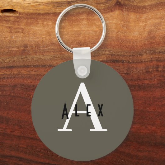 Kalamata Green Modern Custom Monogram Schlüsselanhänger (Rückseite)