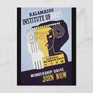 Kalamazoo Institute of Arts - WPA Plakat - Postkarte