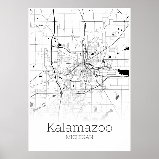 Kalamazoo Karte - Michigan - City Map Poster (Vorne)