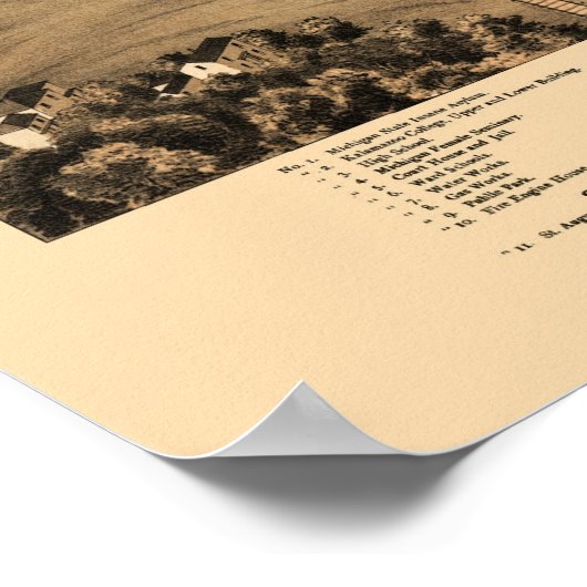 Kalamazoo, MI Panoramic Map - 1874 Poster (Ecke)