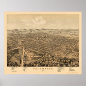 Kalamazoo, MI Panoramic Map - 1874 Poster (Vorne)