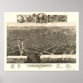 Kalamazoo, MI Panoramic Map - 1883 Poster (Vorne)