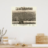 Kalamazoo, MI Panoramic Map - 1883 Poster (Küche)