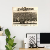 Kalamazoo Michigan 1883 Antique Panoramabalkarte Poster (Heimbüro)