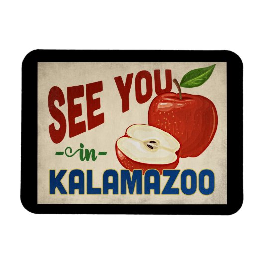 Kalamazoo Michigan Apple - Vintage Travel Magnet (Horizontal)