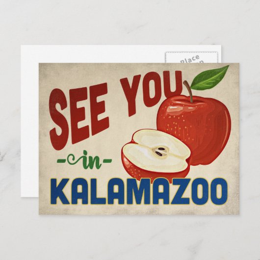 Kalamazoo Michigan Apple - Vintage Travel Postkarte (Vorne/Hinten)