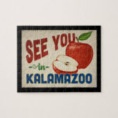 Kalamazoo Michigan Apple - Vintage Travel Puzzle (Horizontal)