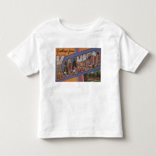 Kalamazoo, Michigan - große Buchstabe-Szenen Kleinkind T-shirt (Vorderseite)