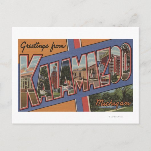 Kalamazoo, Michigan - Große Buchstabenszenen Postkarte (Vorderseite)