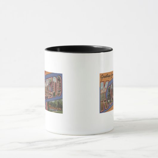 Kalamazoo, Michigan - Große Buchstabenszenen Tasse (Zentrum)