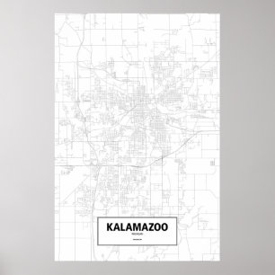 Kalamazoo, Michigan (Schwarzes auf Weiß) Poster