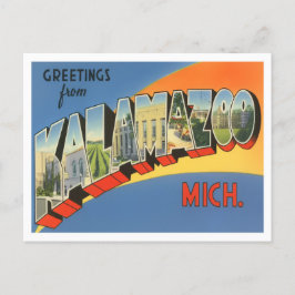 Kalamazoo, Michigan Vintag Big Letters Postcard Postkarte