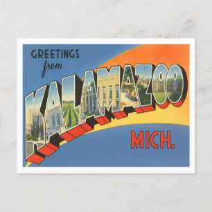 Kalamazoo, Michigan Vintage Große Buchstaben Postk Postkarte
