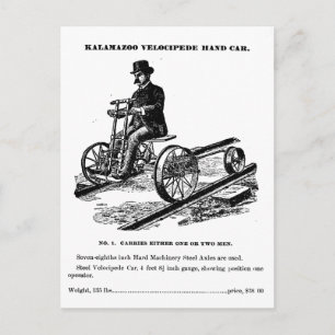KALAMAZOO Velocipede Schienenhandhebeldraisine 188 Postkarte
