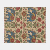 Kalamkari Floral Elephant – Traditional Indian Fol Fleecedecke (Vorderseite (Horizontal))