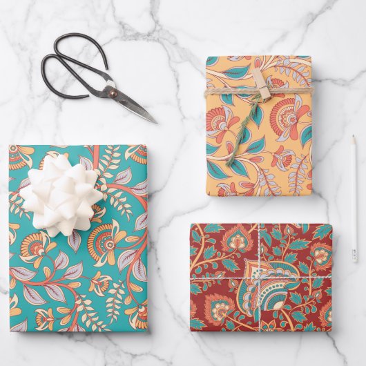 Kalamkari Geschenkpapier Set (Vorderseite)