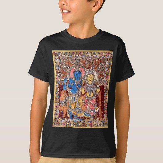 KALAMKARI RADHA KRISHNA MALEREI T-Shirt (Vorderseite)
