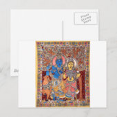KALAMKARI RADHA KRISHNA PAINIEREN POSTKARTE (Vorne/Hinten)
