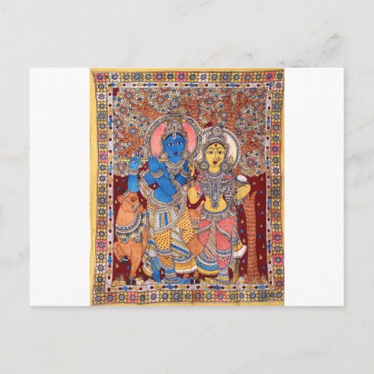 KALAMKARI RADHA KRISHNA PAINIEREN POSTKARTE (Vorderseite)
