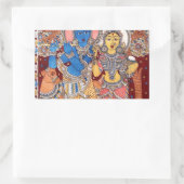 KALAMKARI RADHA KRISHNA PAINIEREN RECHTECKIGER AUFKLEBER (Tasche)