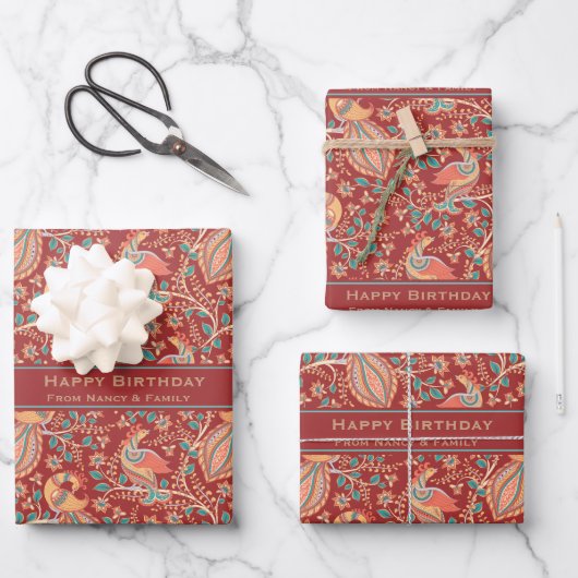 Kalamkari-Sitte Geschenkpapier Set (Vorderseite)
