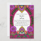 Kalamkari Wedding Blumen Einladung (Vorderseite)