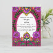 Kalamkari Wedding Blumen Einladung (Stehend Vorderseite)