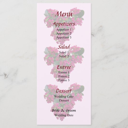 Kalanchoe Heart Wedding Menu Menükarte (Vorderseite)