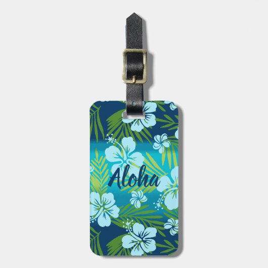 Kalani Gefärbte Krawatte Blend Tropischer Hibiskus Gepäckanhänger (Vorderseite vertikal)