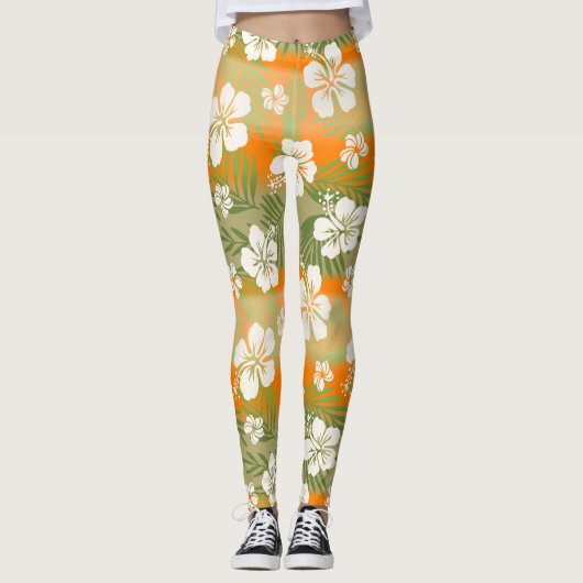 Kalani Gefärbte Krawatte Blend Tropischer Hibiskus Leggings (Vorderseite)