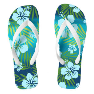 Kalani Tie Dye Blend Tropical Hibiscus - Teal Badesandalen