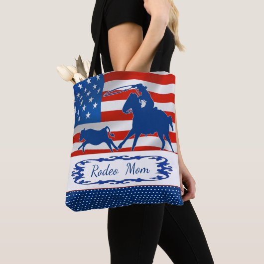 Kalb, das amerikanische Flaggen-Rodeo-Mama oder Tasche (Von Nahem)