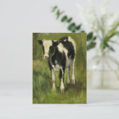 Kalb, Gepunktet Schwarz und Weiß | Geo Poggenbeek Postkarte (Stehend Vorderseite)