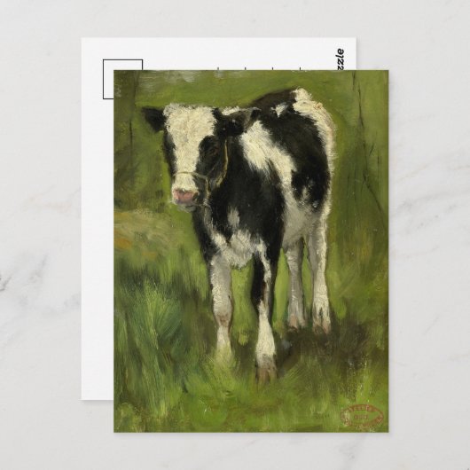 Kalb, Gepunktet Schwarz und Weiß | Geo Poggenbeek Postkarte (Vorne/Hinten)