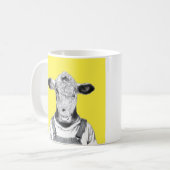 Kalb in Dungaree (Retro-Gelb) Kaffeetasse (Vorderseite Links)