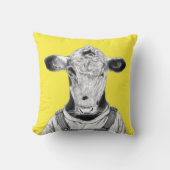 Kalb in Dungaree (Retro-Gelb) Kissen (Vorderseite)