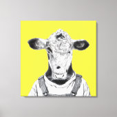 Kalb in Dungaree (Retro-Gelb) Leinwanddruck (Vorderseite)