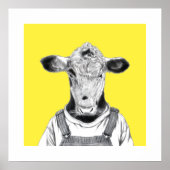 Kalb in Dungaree (Retro-Gelb) Poster (Vorne)