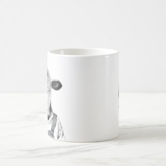 Kalb in Dungaree (Schnee) Kaffeetasse (Mittel)