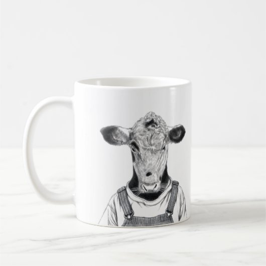 Kalb in Dungaree (Schnee) Kaffeetasse (Links)