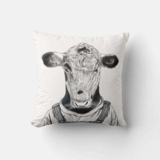 Kalb in Dungaree (Schnee) Kissen (Vorderseite)