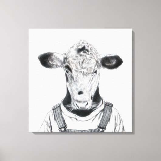 Kalb in Dungaree (Schnee) Leinwanddruck (Vorderseite)